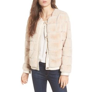 Eliza J Faux Fur Bomber Jacket size small